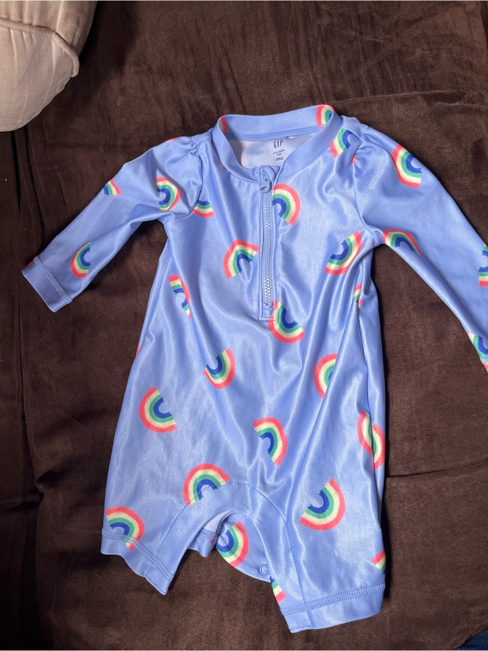 Light Blue Rainbow One-Piece Swimsuit Romper
